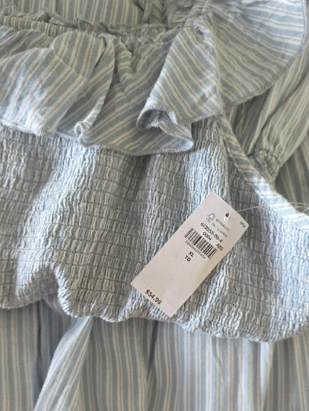 Old Navy Light Blue Striped Ruffle-Shoulder Maxi Dress - Picture 2 of 2